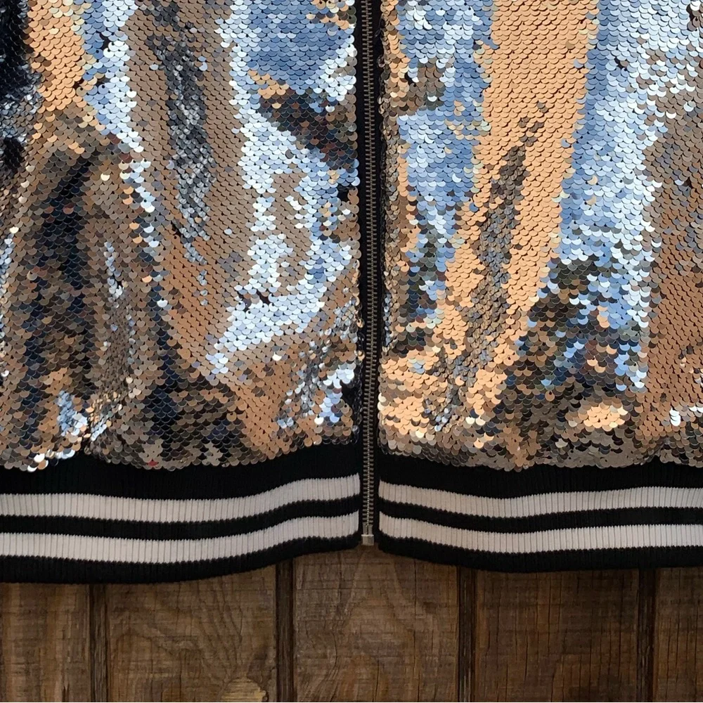 Dolce Cabo Silver & Black Sequins Bomber Jacket